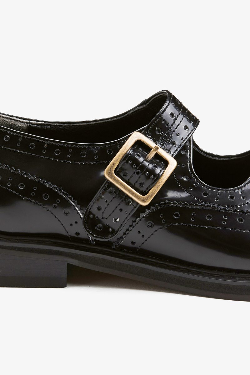 30mm Strap Oxford Wingtip Shoes (Black)