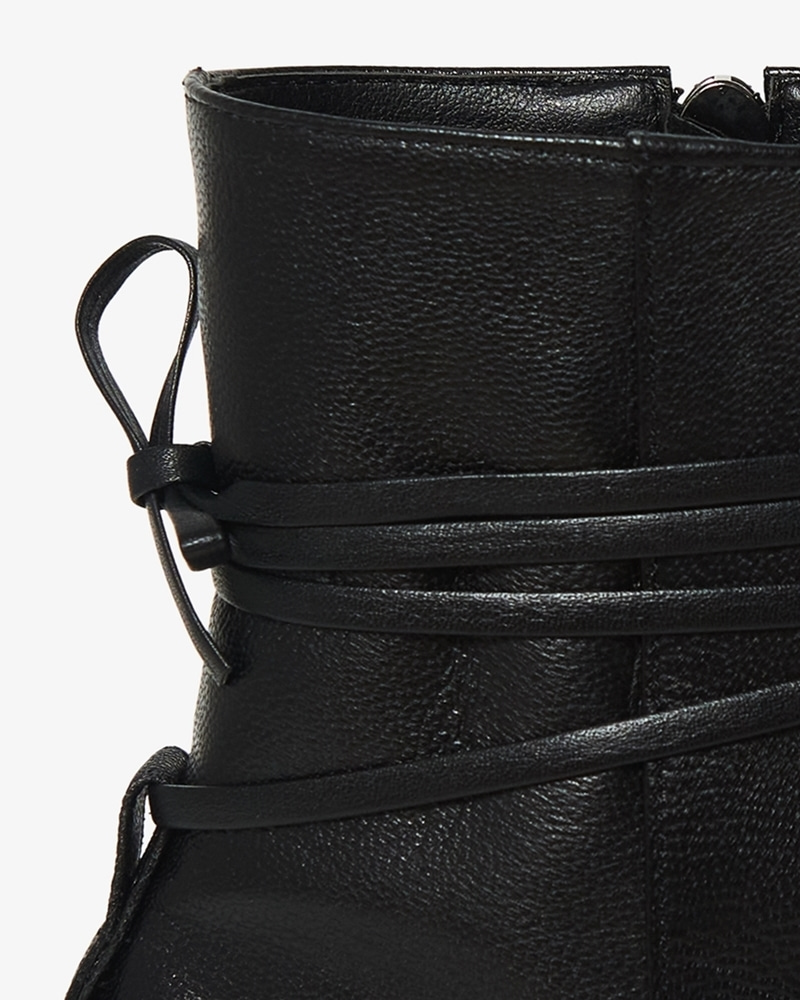 50mm Kelly 2way Tie-up Ankle Boots (Black)
