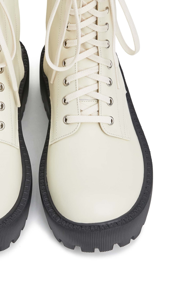 50mm Frederik Lace-up Combat Boots (White)