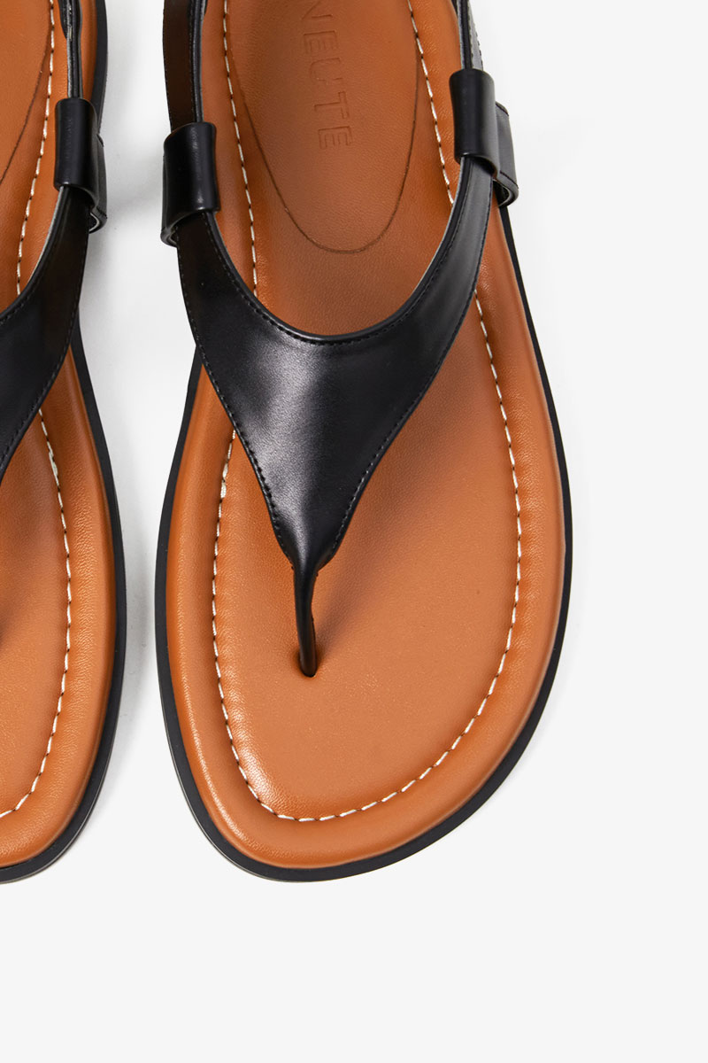 20mm Pacific Leather Flip-flop Sandal (BLACK)