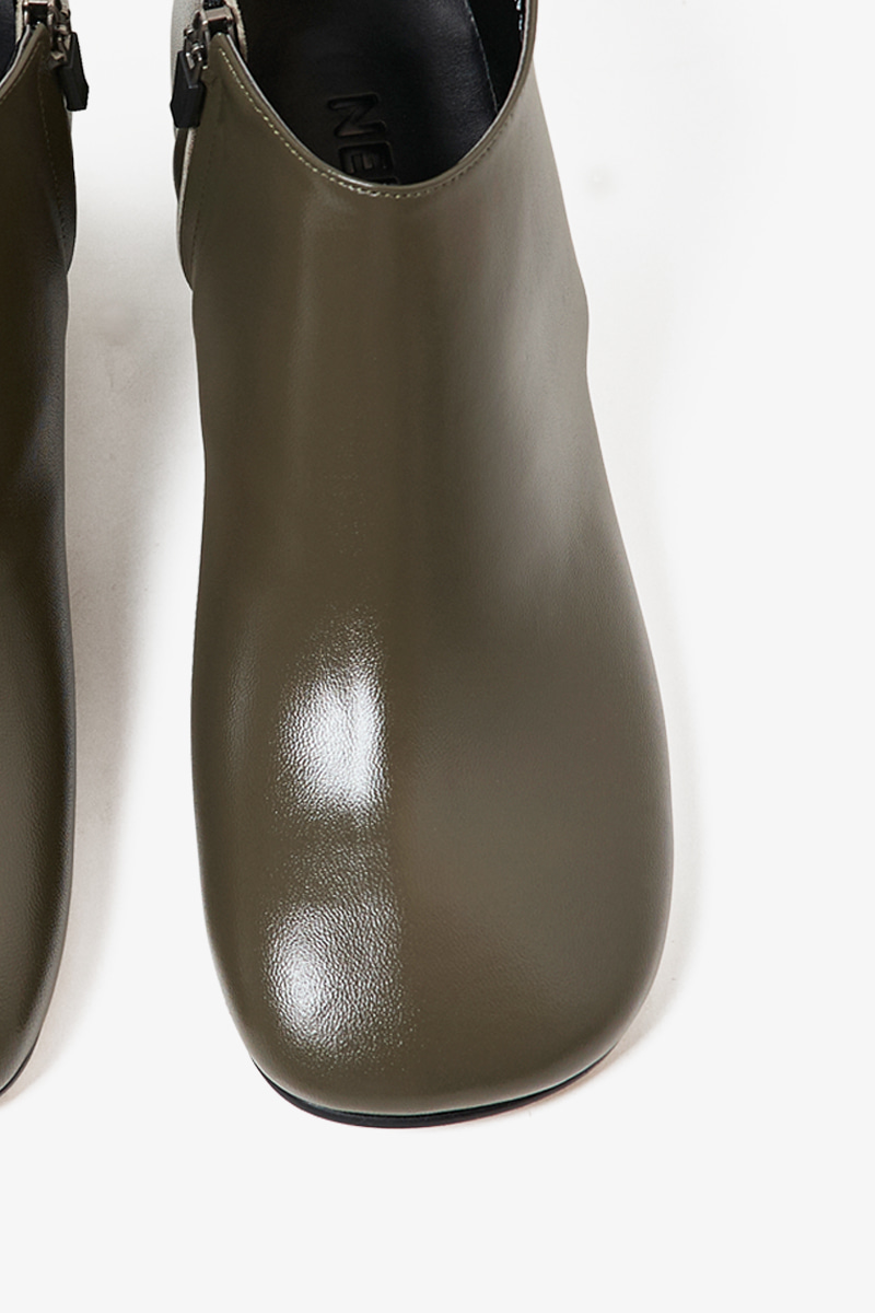 50mm Pebble Round Toe Booties (OLIVE)