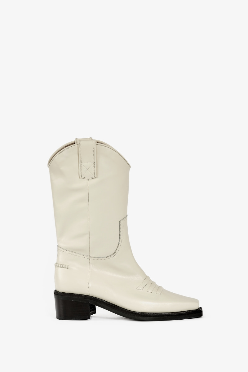 50mm Marfa Western Middle Boots (White)
