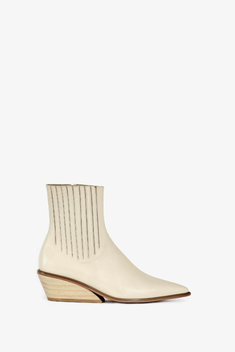 50mm Valerie Wedge-Heel Ankle Boots (White)