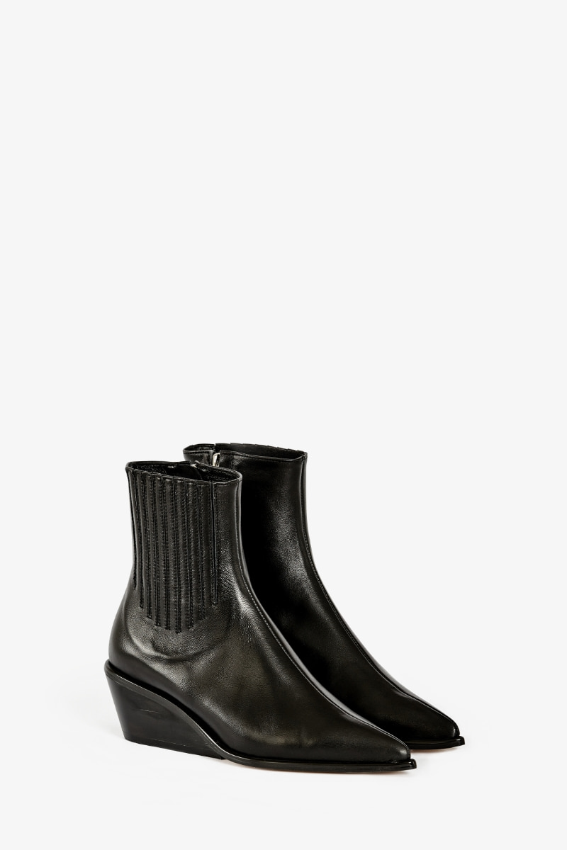 50mm Valerie Wedge-Heel Ankle Boots (Black)