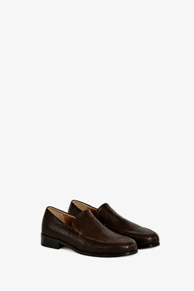 30mm Pietra Embossed-Leather Loafer (Brown)