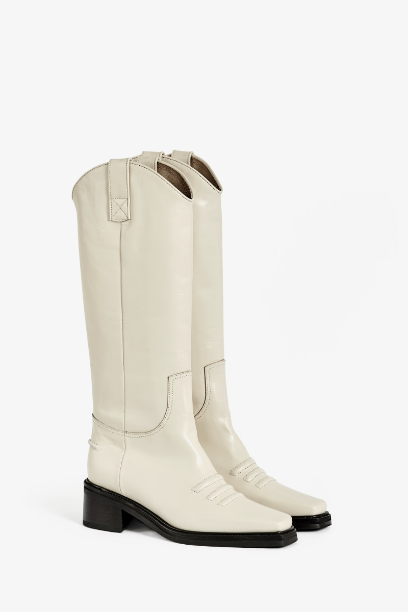 50mm Marfa Western Long Boots (White)