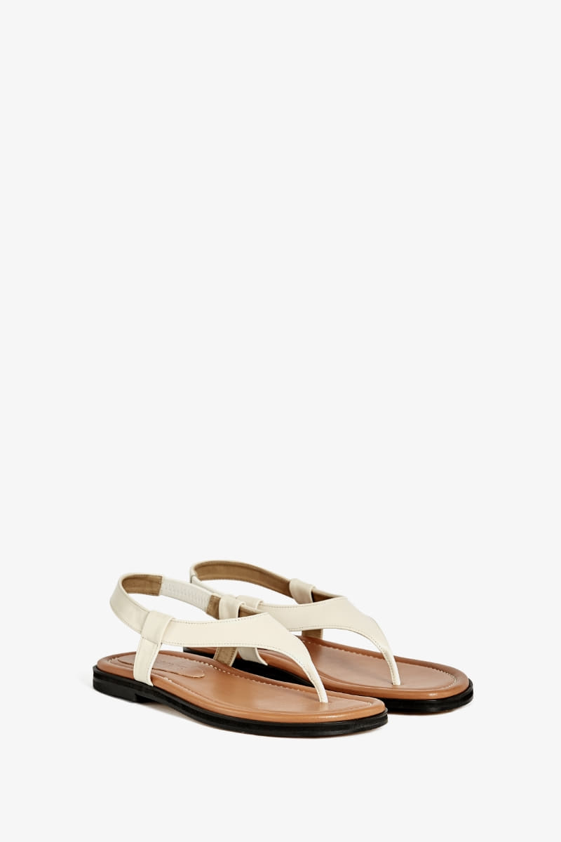 20mm Pacific Leather Flip-flop Sandal (White)