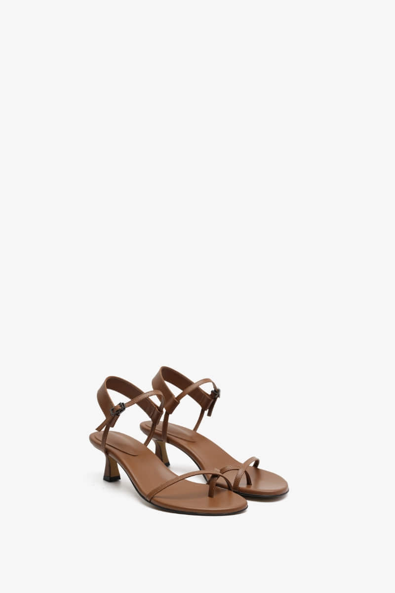 50mm Carin Round-Toe Sandal (Brown)