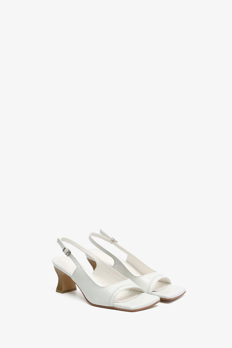 60mm Roxanne Square Toe Sandal (White)