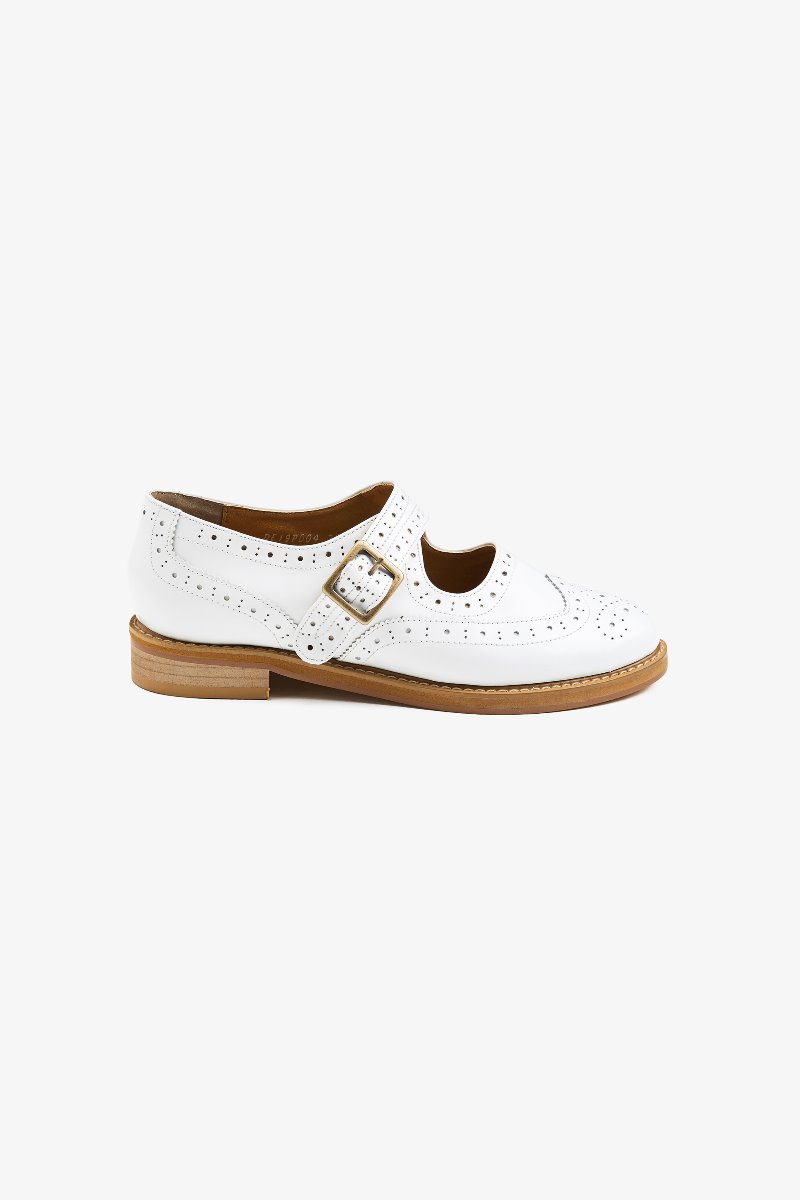 30mm Strap Oxford Wingtip Shoes (White)