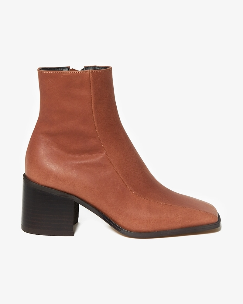 60mm Curved-Blade Ankle Boots (Brown)