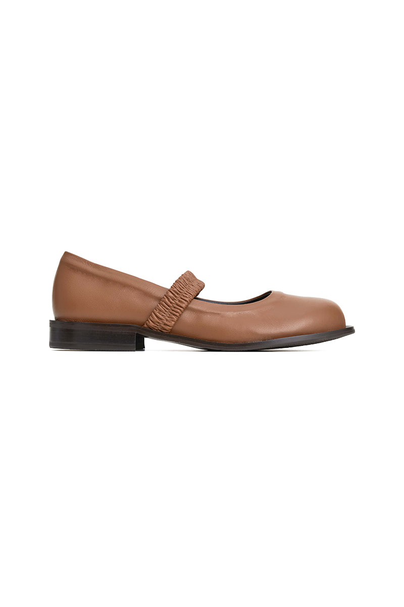 30mm Grita Round Toe Flat Shoes (Brown)