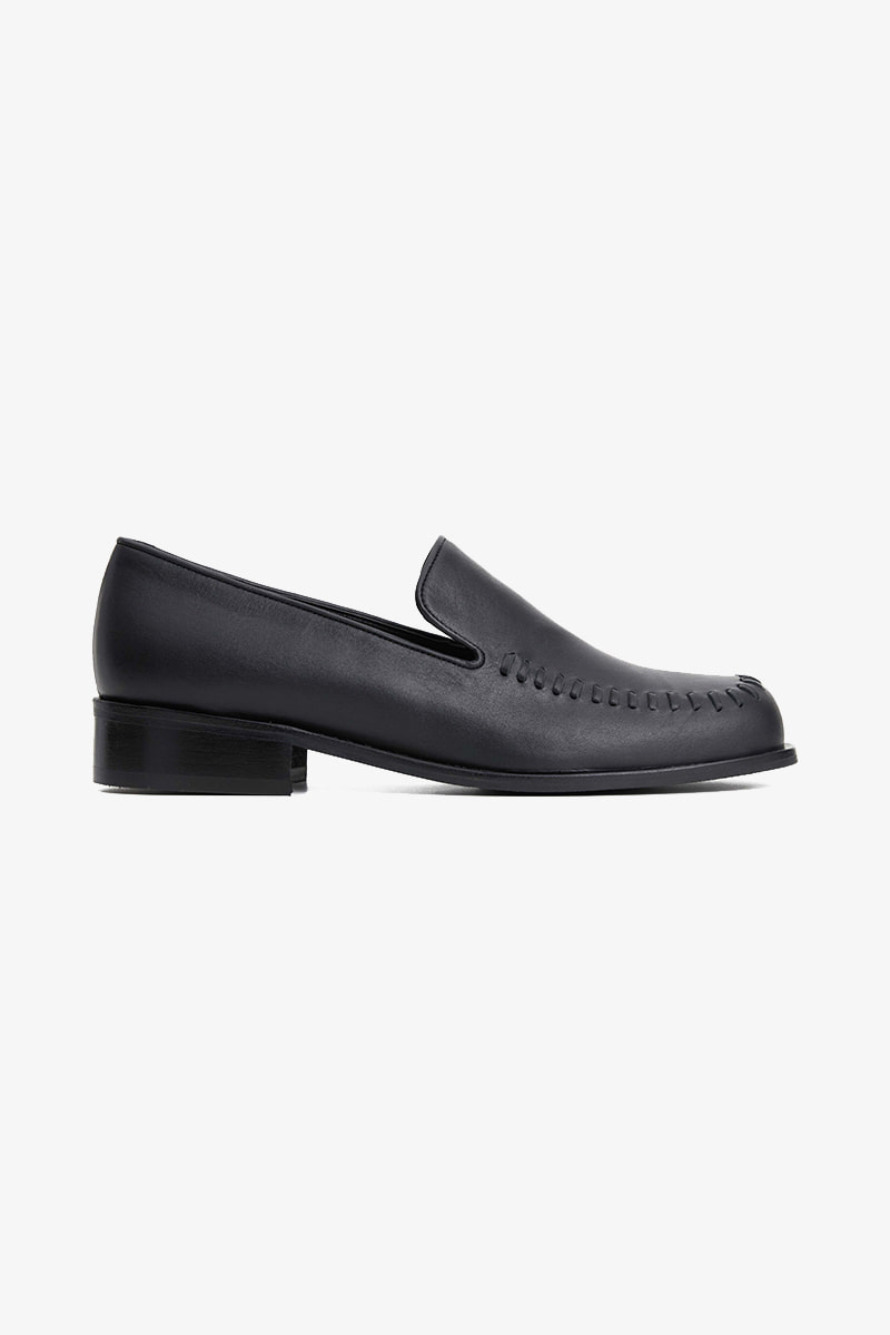35mm Gaudi Leather-Stitch Loafer Shoes (Black)