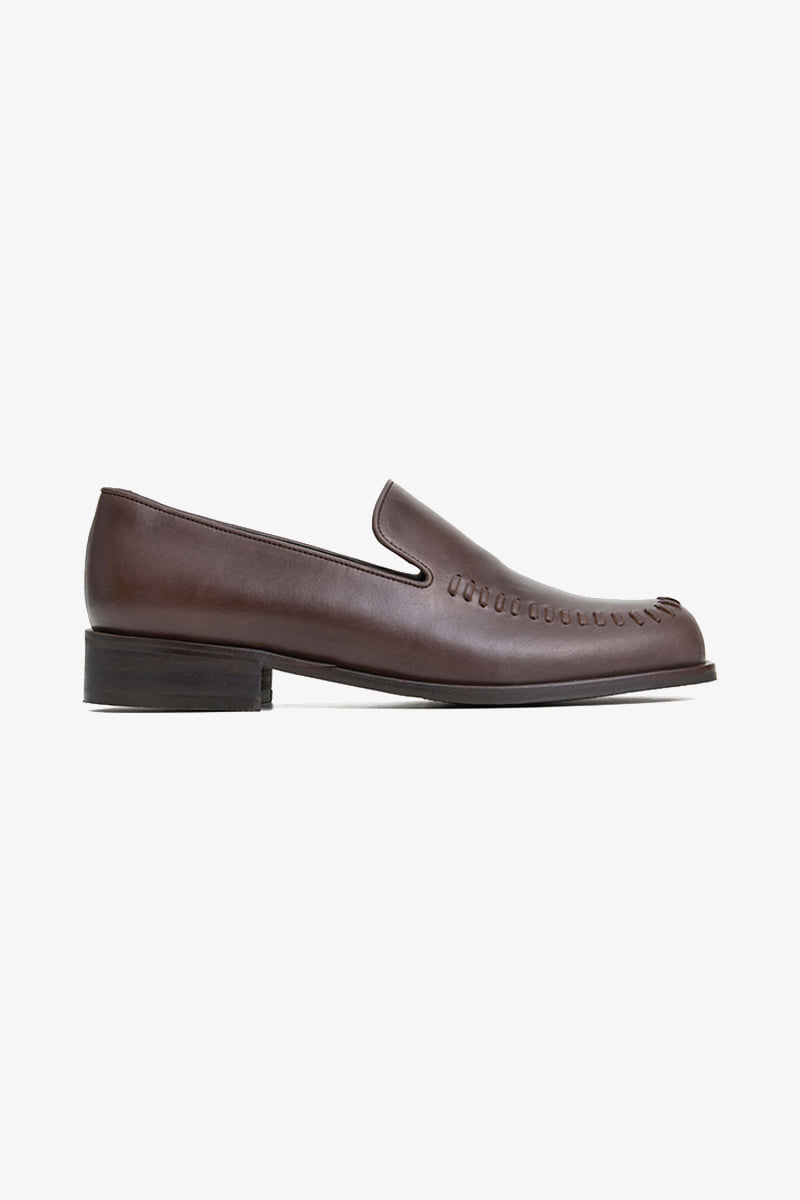 35mm Gaudi Leather-Stitch Loafer Shoes (Brown)