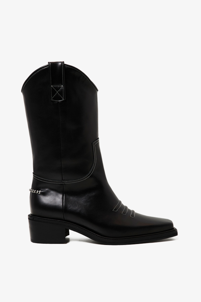 50mm Marfa Western Middle Boots (BLACK)