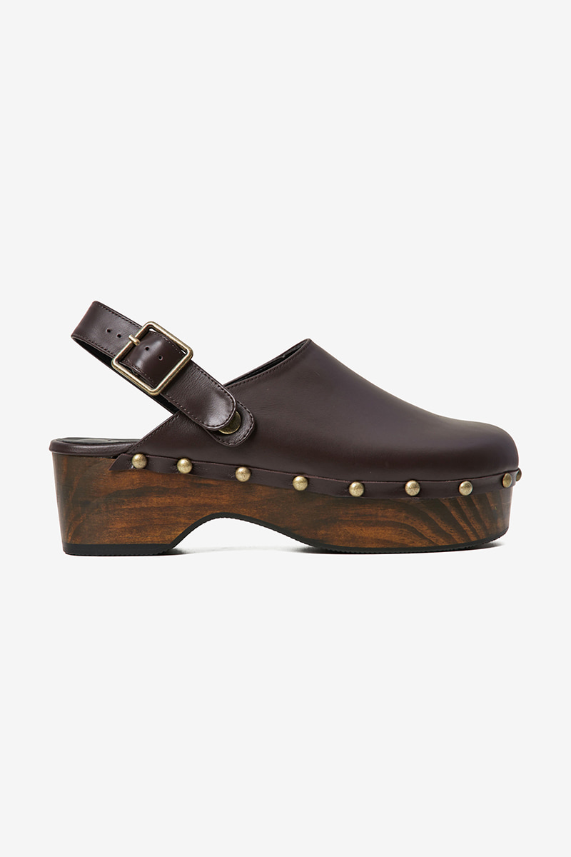 60mm Valentina Leather Clog Mule (Brown)