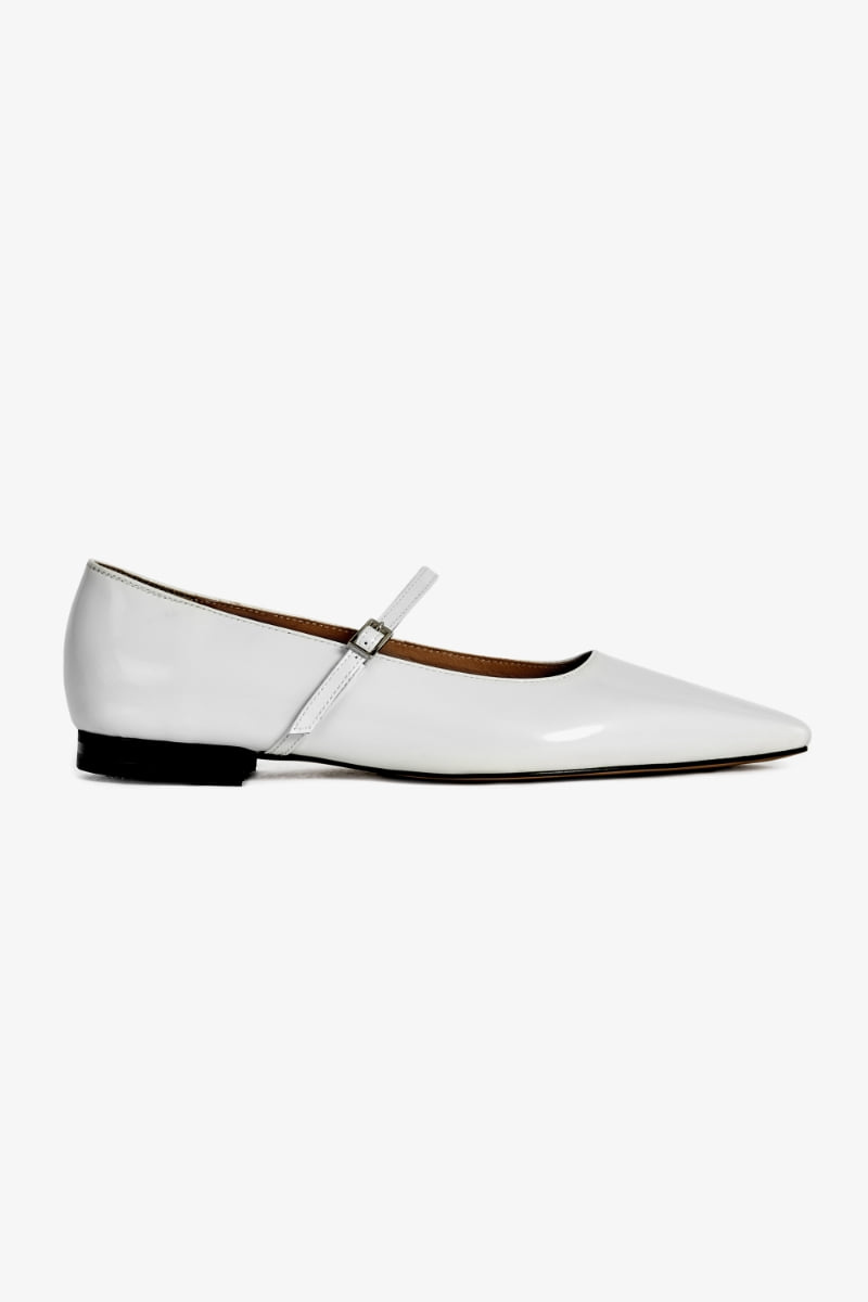 15mm Iris Pointed-Toe Flat shoes (White)