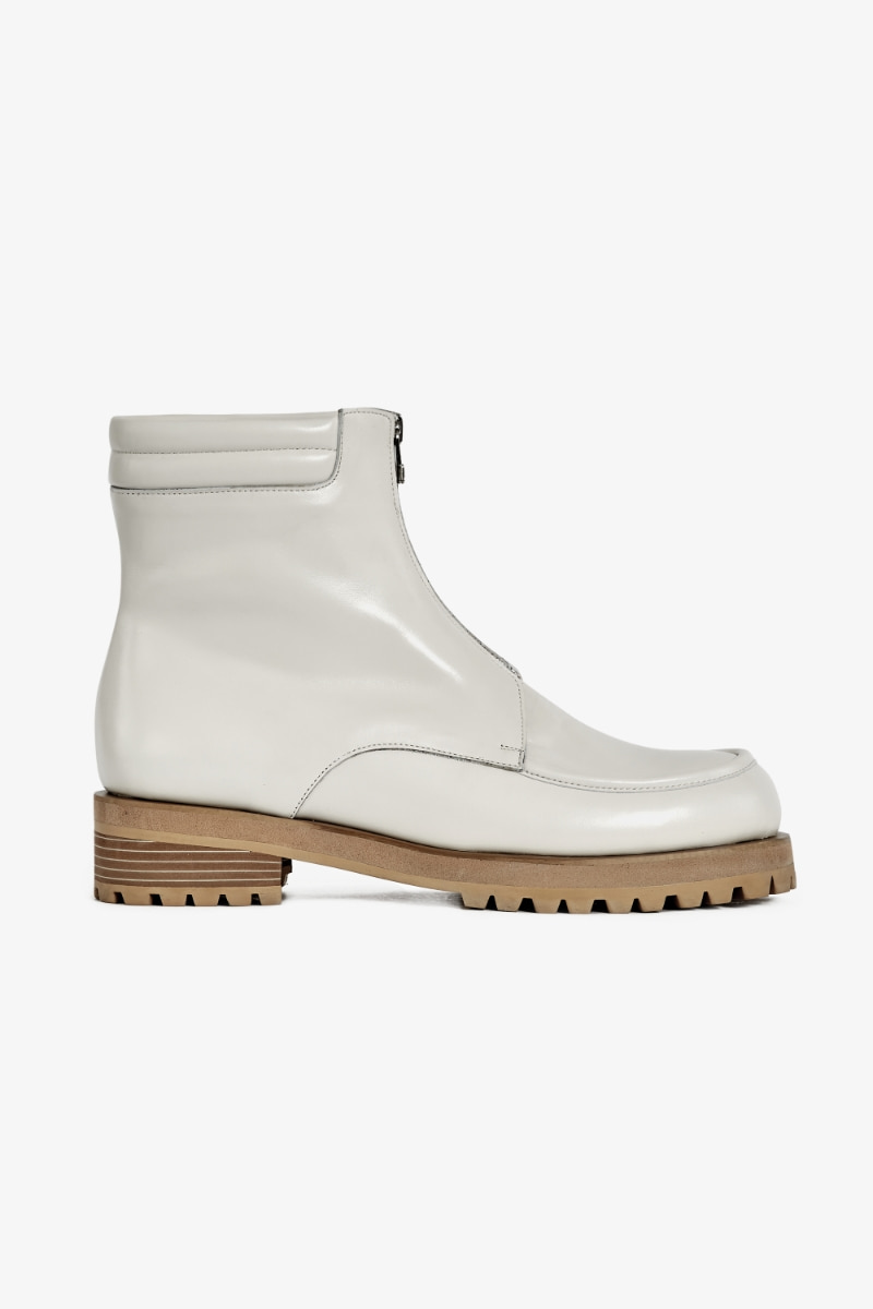40mm Calma Front-zip Ankle Boots (Ivory)