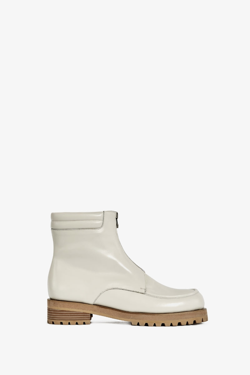 40mm Calma Front-zip Ankle Boots (Ivory)