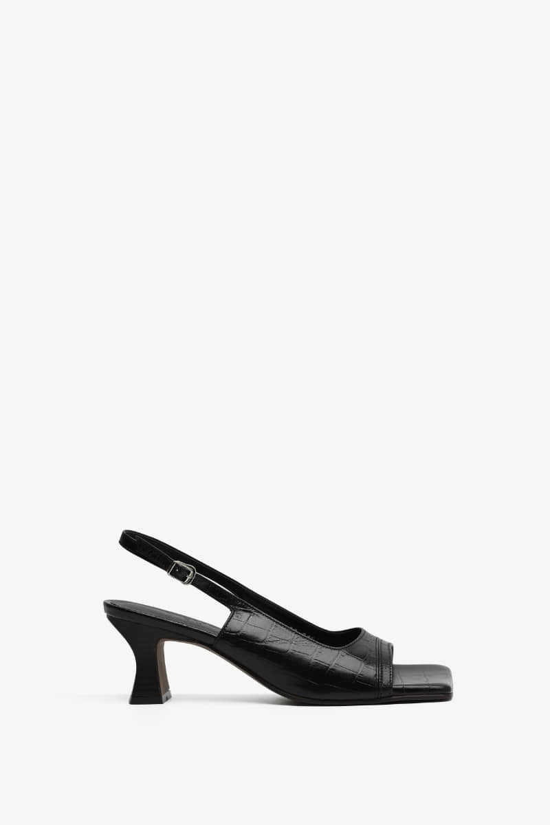 60mm Roxanne Square Toe Sandal (Black)