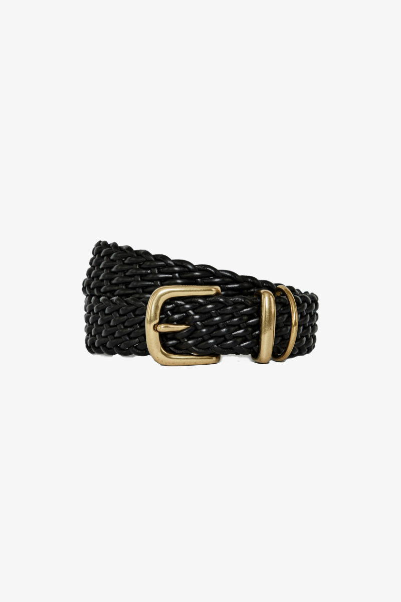 Vintage Leather Weaving Belt (Black)