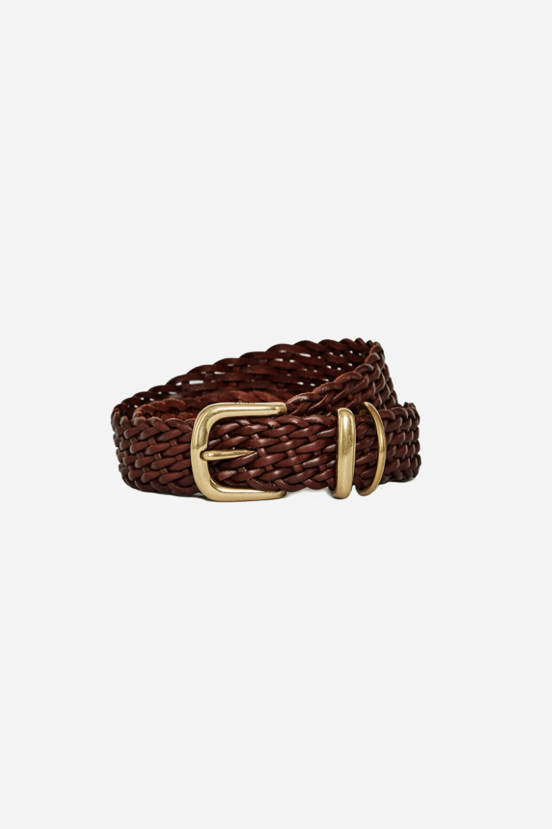 Vintage Leather Weaving Belt (Brown)